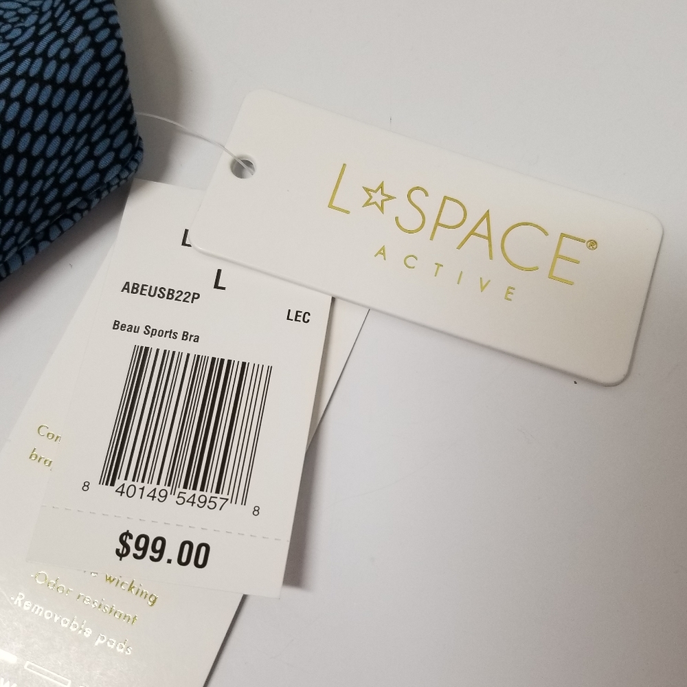 L*Space Active Lets Croc About It Beau Athletic Sports Bra Teal Sz L NWT - Picture 8 of 15